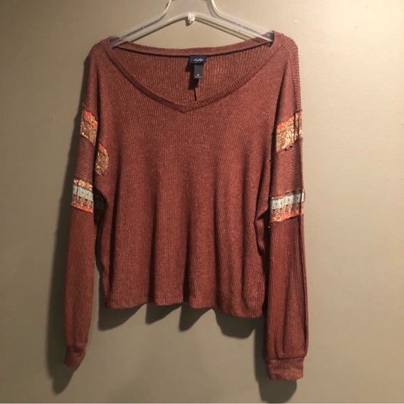 Daytrip Pieced Floral Top Brown Womens Tops Medium - Picture 1 of 5